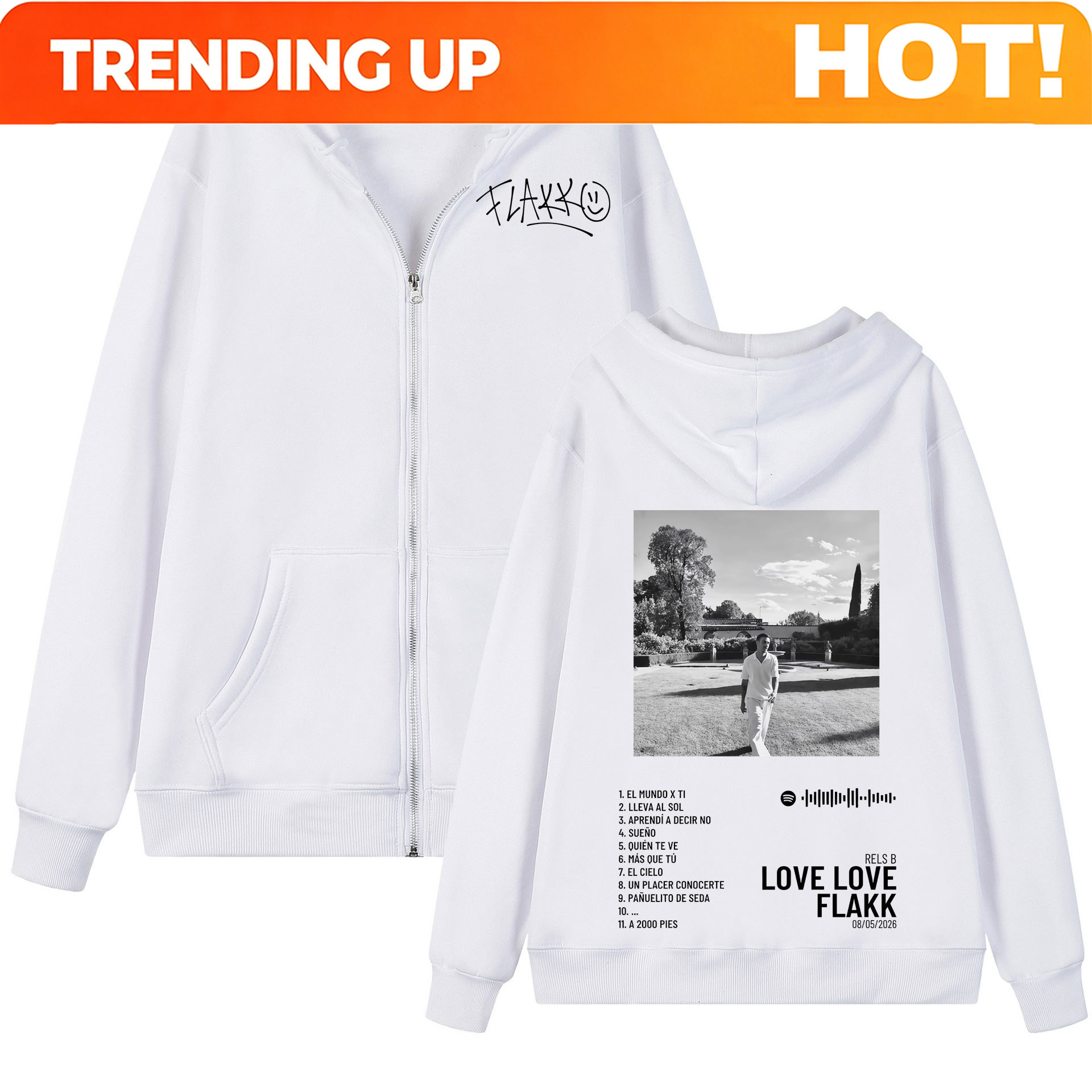 Mens Fashion Zip Up Hoodies - Sudadera con capucha y cremallera con