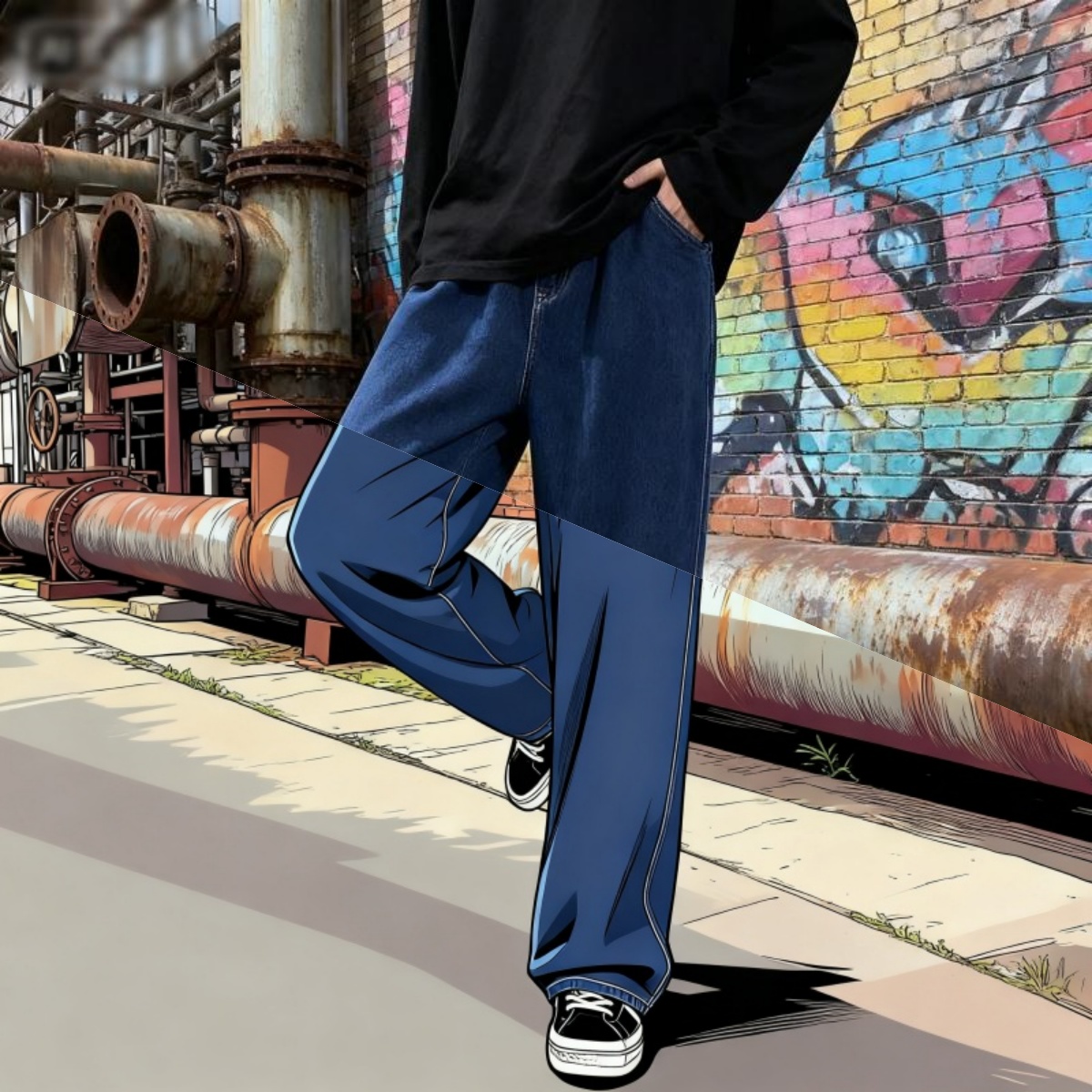Men'S Fashion Grey Jeans - Ropa de calle de estilo coreano,