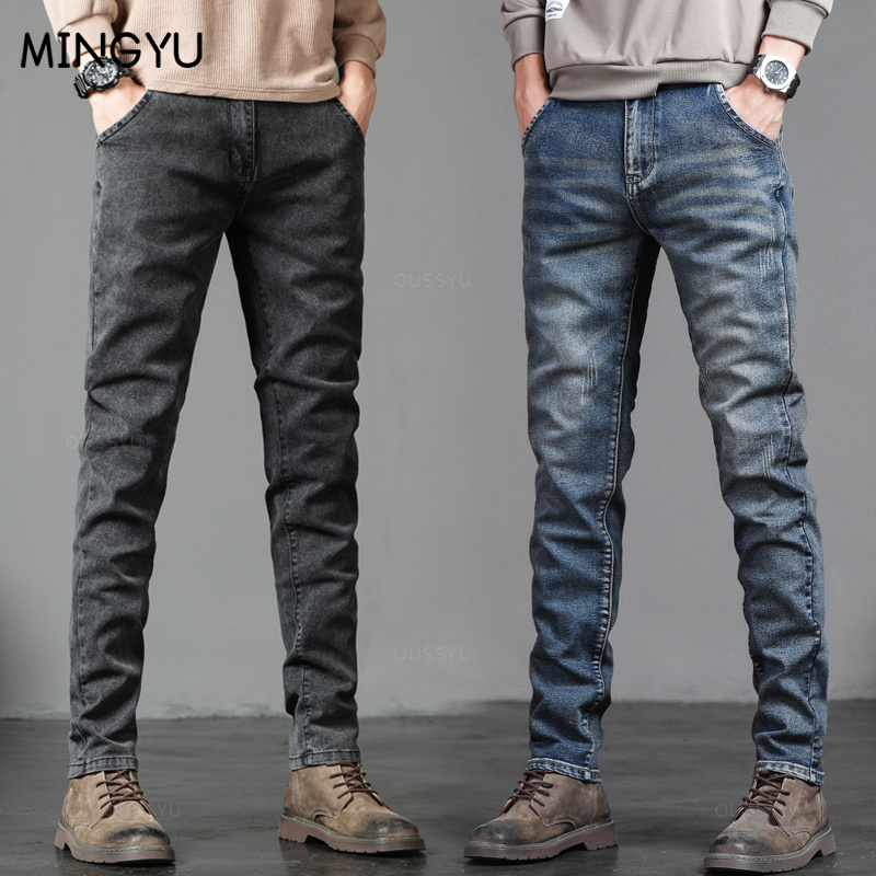 Otoño Invierno algodón hombres - Men'S Fashion Grey Jeans reseña y precio